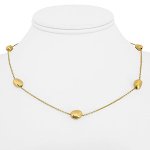 18k Yellow Gold 6.5g Ladies Vintage Bean Station Necklace Italy 16"