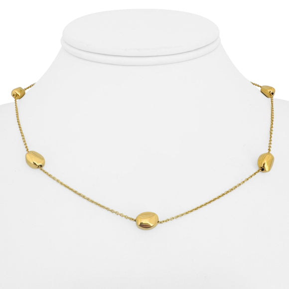 18k Yellow Gold 6.5g Ladies Vintage Bean Station Necklace Italy 16