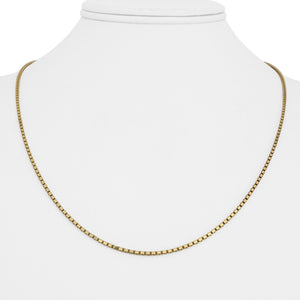 18k Yellow Gold 7.8g Solid Thin 1.5mm Box Link Chain Necklace Italy 19.5"