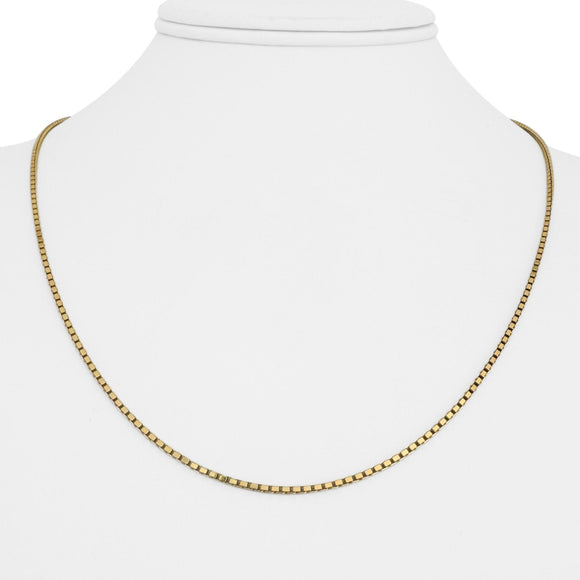 18k Yellow Gold 7.8g Solid Thin 1.5mm Box Link Chain Necklace Italy 19.5