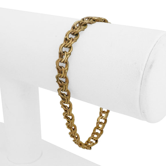 18k Yellow Gold 16.4g Solid Vintage 7mm Double Curb Link Charm Bracelet 7.25