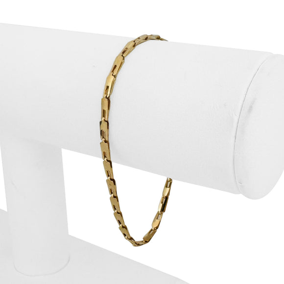18k Yellow Gold 3.4g Light Ladies 2.8mm Flat Rectangle Link Bracelet Italy 7