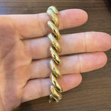 14k Yellow Gold 26.8g Polished and Brushed 12mm San Marco Link Bracelet Italy 7"