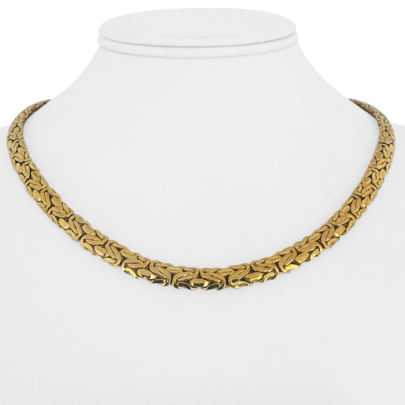 14k Yellow Gold 24.3g Vintage UnoAErre 6mm Byzantine Link Necklace Italy 17.5