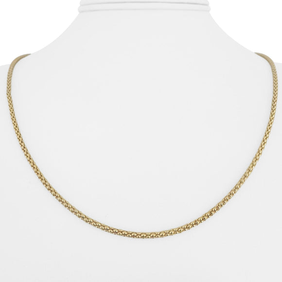 14k Yellow Gold 4.1g Light Hollow 2mm Popcorn Link Necklace Italy 20