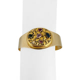 14k Yellow Gold and Multi Gemstone 43.3g Solid Heavy Cuff Bracelet 6.5"