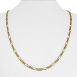 19k Portuguese Yellow Gold 12.5g Solid 3.5mm Figaro Link Chain Necklace 21.5"