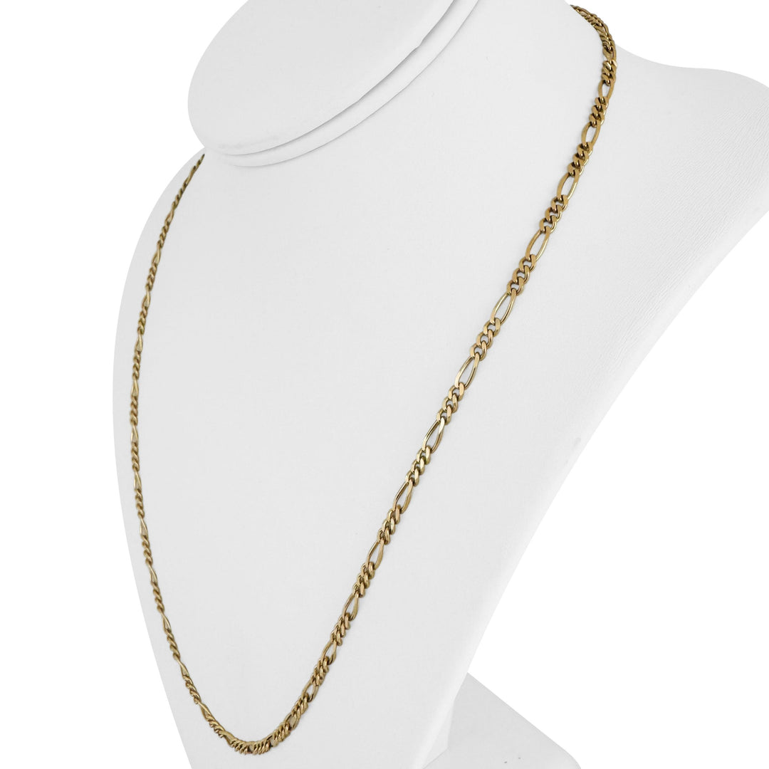 19k Portuguese Yellow Gold 12.5g Solid 3.5mm Figaro Link Chain Necklace 21.5"