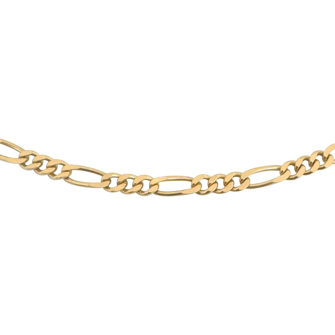 19k Portuguese Yellow Gold 12.5g Solid 3.5mm Figaro Link Chain Necklace 21.5"