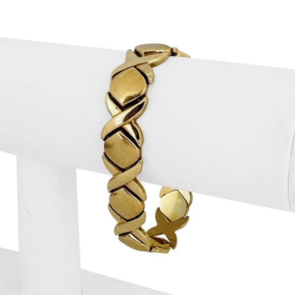 14k Yellow Gold 20g Ladies Thick 13mm Hugs and Kisses XO Link Bracelet Italy 7