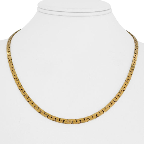 14k Yellow Gold 19.4g Solid Vintage 3.5mm Thick Cobra C Link Chain Necklace 18