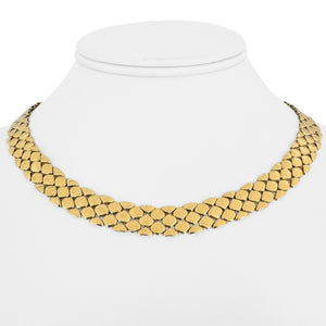 14k Yellow Gold 29g Ladies Polished Heavy 11mm Scale Link Necklace Italy 16"