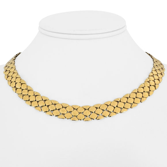 14k Yellow Gold 29g Ladies Polished Heavy 11mm Scale Link Necklace Italy 16