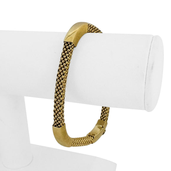 14k Yellow Gold 17g Ladies Fancy Popcorn Link Bar Flex Bangle Bracelet Italy 8