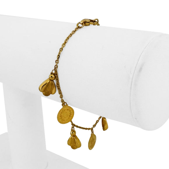 22k Yellow Gold 3.7g Very Small Cable Link Charm Bracelet 5.75