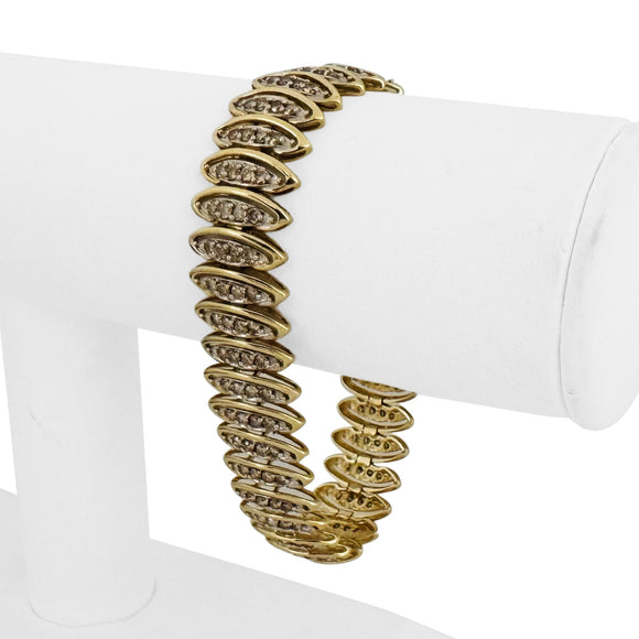 10k Yellow Gold and 3cttw Diamond Fancy Marquise Link Bracelet 7