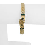 14k Yellow Gold and Emerald 33.7g Solid Heavy Vintage Bangle Bracelet 6.75"