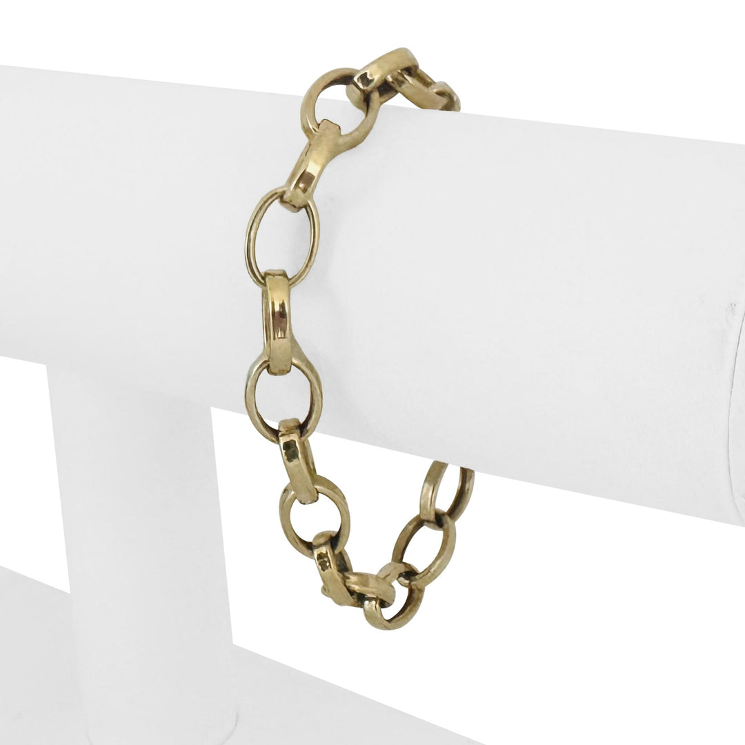 14k Yellow Gold 7g Hollow Ladies 9mm Oval Cable Link Bracelet 7"