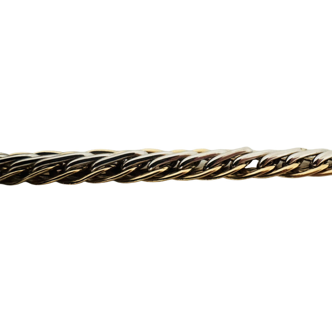 14k Yellow and White Gold 24g Ladies Screw Motif Greek Key Link Necklace 15.5"