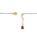 14k Yellow Gold 2.2g Enamel Evil Eye Station Link Bracelet 7"