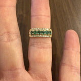14k Yellow Gold Emerald and 0.20cttw Diamond Vintage Watch Band Ring Size 7