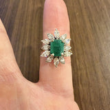 14k Yellow and White Gold 2.54ct Emerald and 1cttw Diamond Vintage Ring Size 6