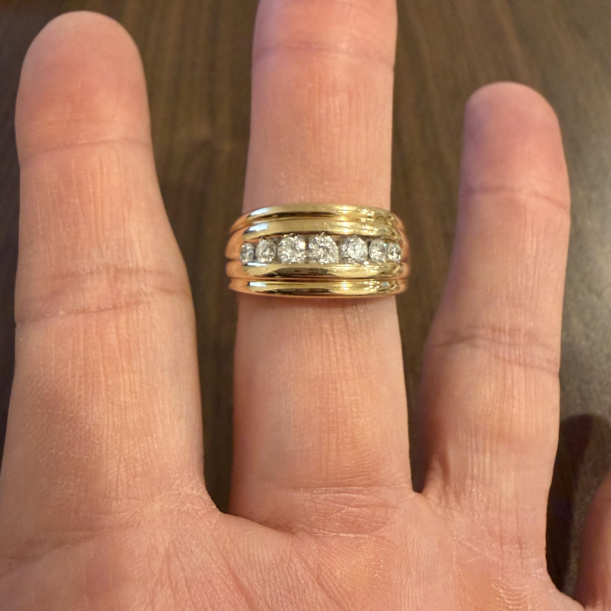 Ring File Measurement 14k Yellow Gold and 0.50cttw Diamond Men's Band Ring Size 11.5 – Joseph ...