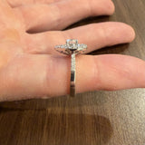 14k White Gold Cabochon Opal and Diamond Halo Ring Size 10