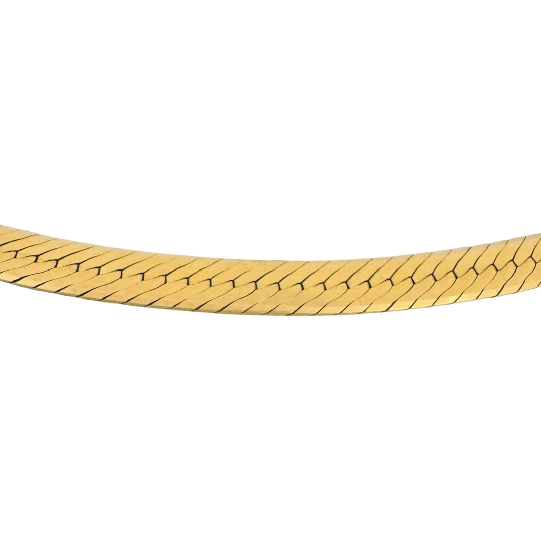 14k Yellow Gold 29.3g Solid Thick 7mm Herringbone Link Necklace Italy 18"