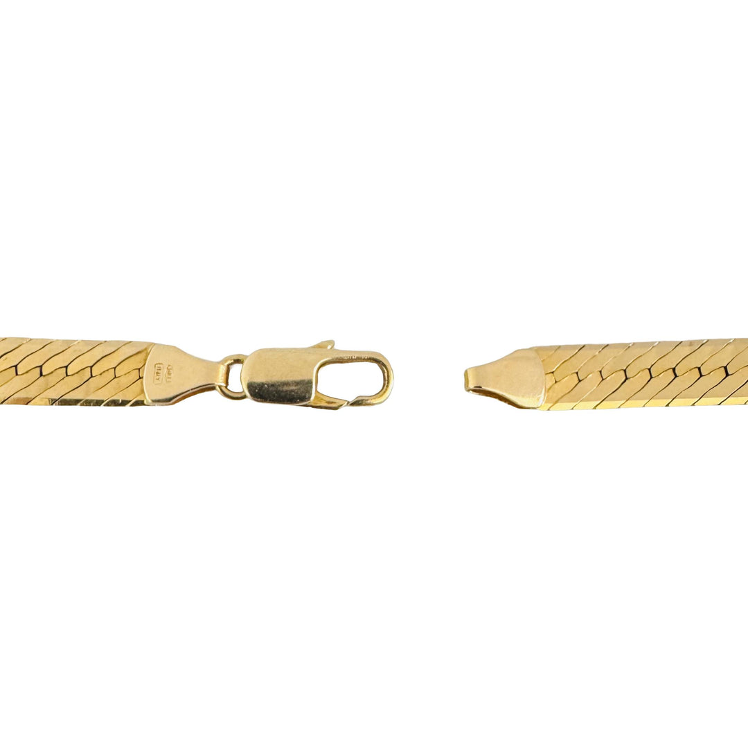 14k Yellow Gold 29.3g Solid Thick 7mm Herringbone Link Necklace Italy 18"