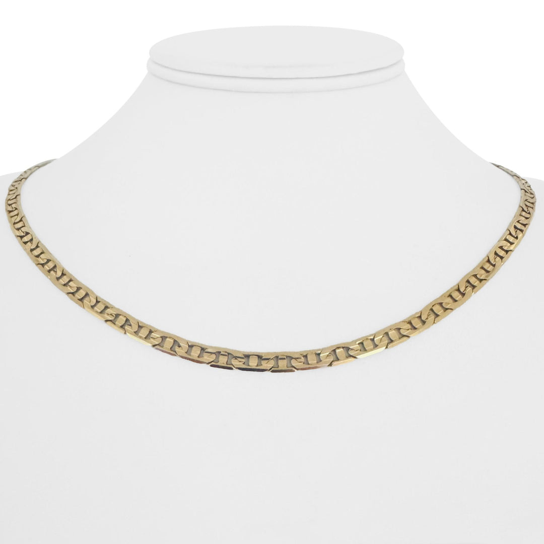 14k Yellow Gold 14.3g Solid 4mm Mariner Link Chain Necklace Italy 18"