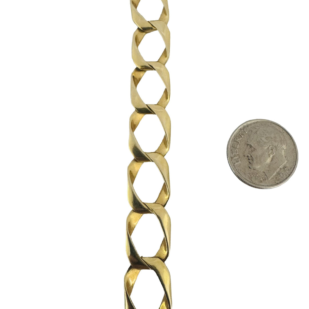 14k Yellow Gold 22.4g Solid Vintage 11mm Curb Link Bracelet 9.25"