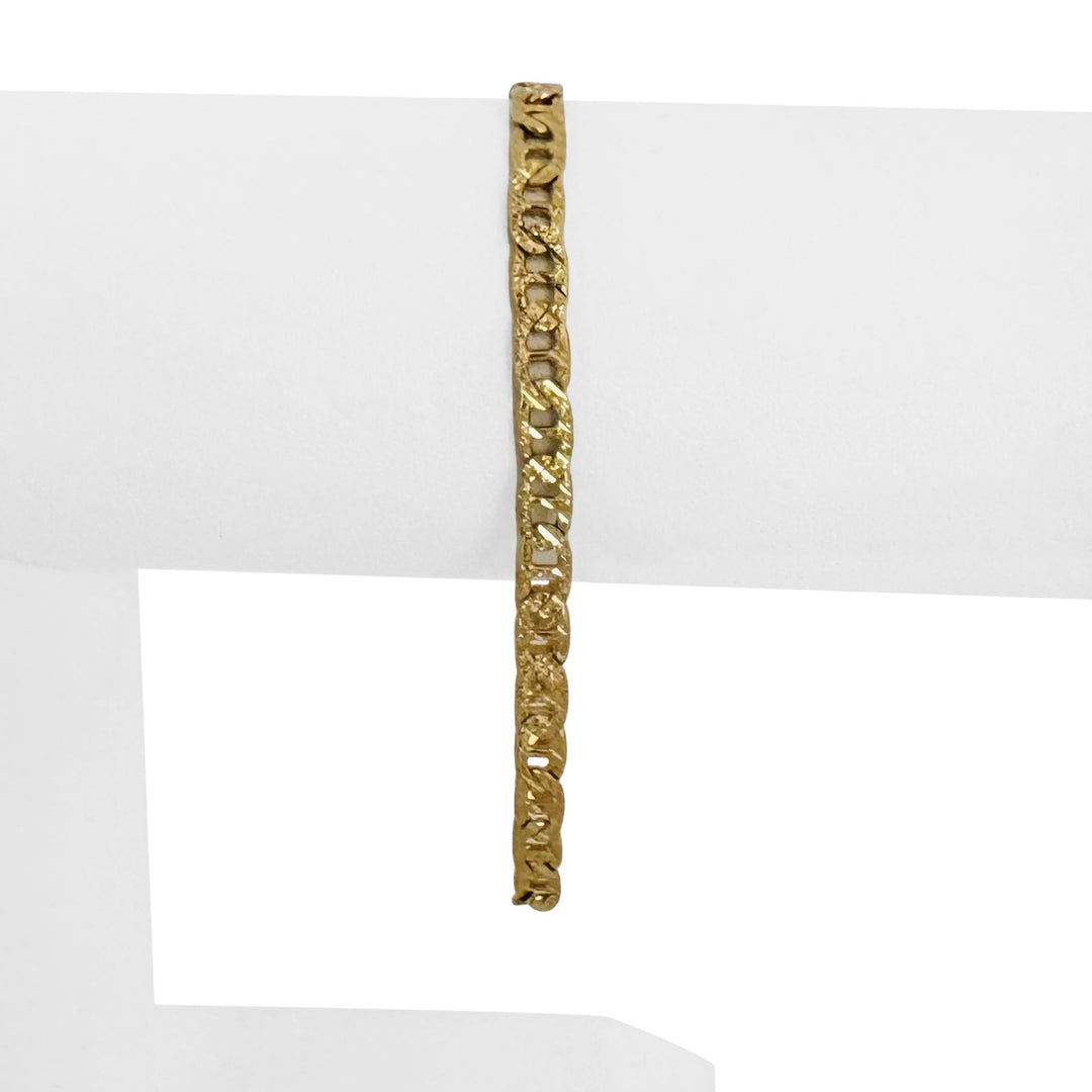 14k Yellow Gold 7.3g Solid Diamond Cut 4.5mm Mariner Link Bracelet 7.25"