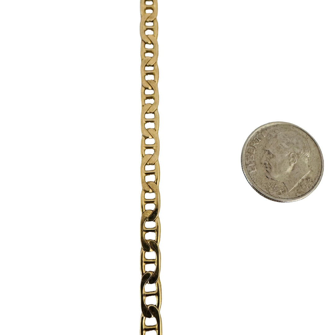 14k Yellow Gold 7.3g Solid Diamond Cut 4.5mm Mariner Link Bracelet 7.25"