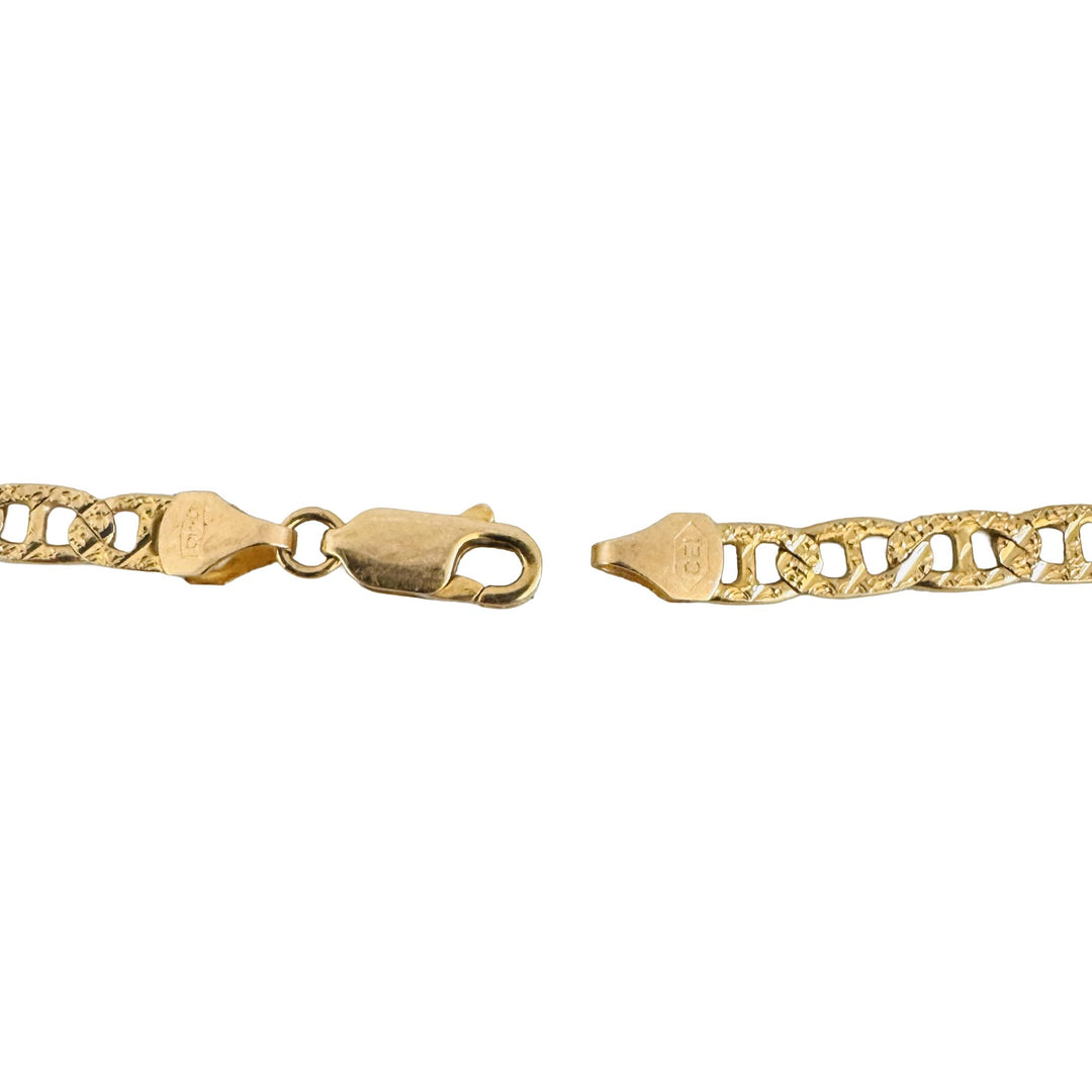 14k Yellow Gold 7.3g Solid Diamond Cut 4.5mm Mariner Link Bracelet 7.25"