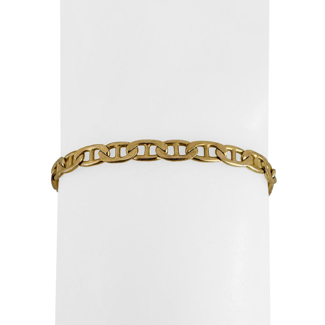 14k Yellow Gold 7.3g Solid Diamond Cut 4.5mm Mariner Link Bracelet 7.25"