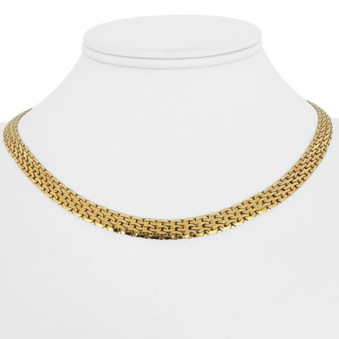 14k Yellow Gold 12.5g Ladies Polished 6mm Flat Mesh Link Necklace Italy 17"