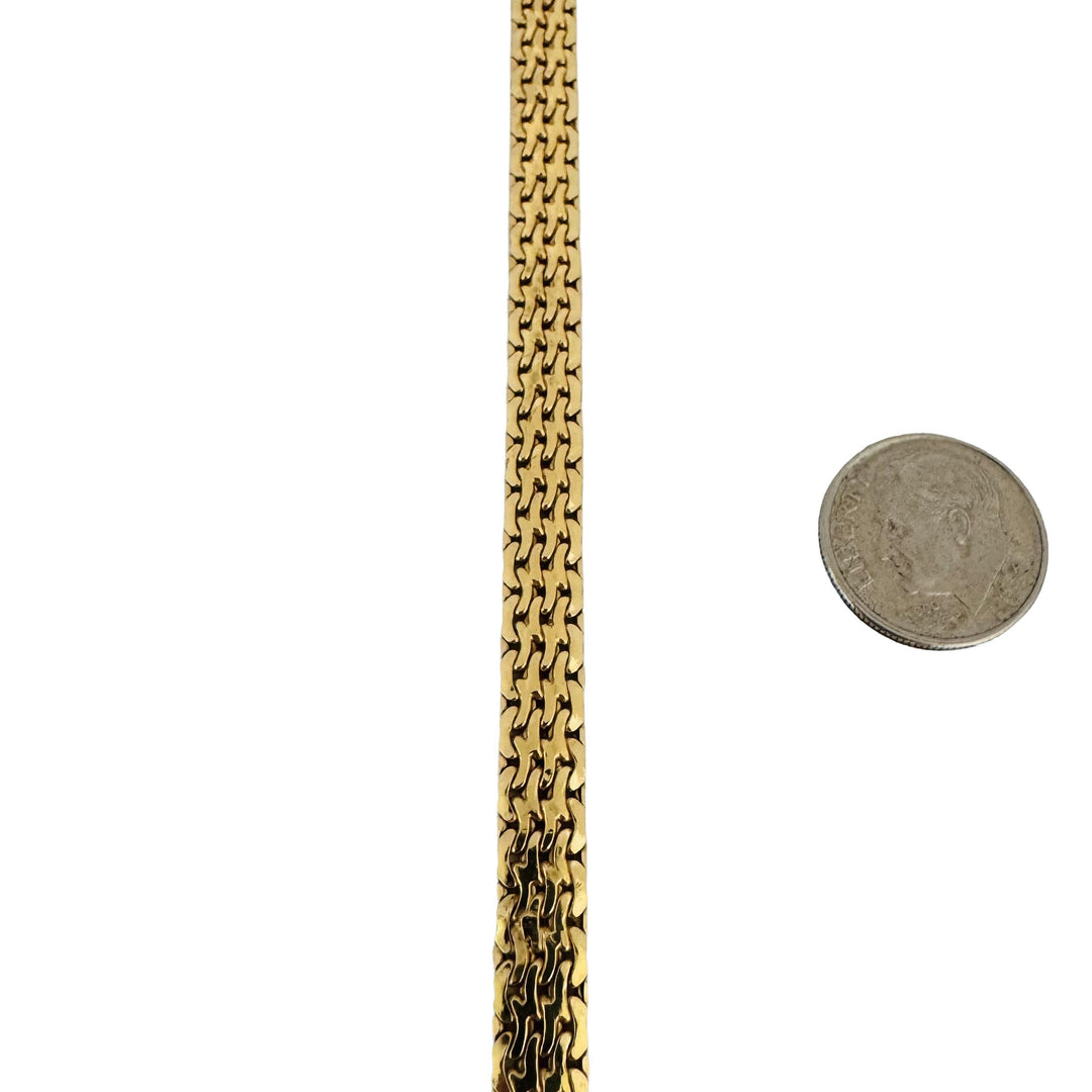 14k Yellow Gold 12.5g Ladies Polished 6mm Flat Mesh Link Necklace Italy 17"