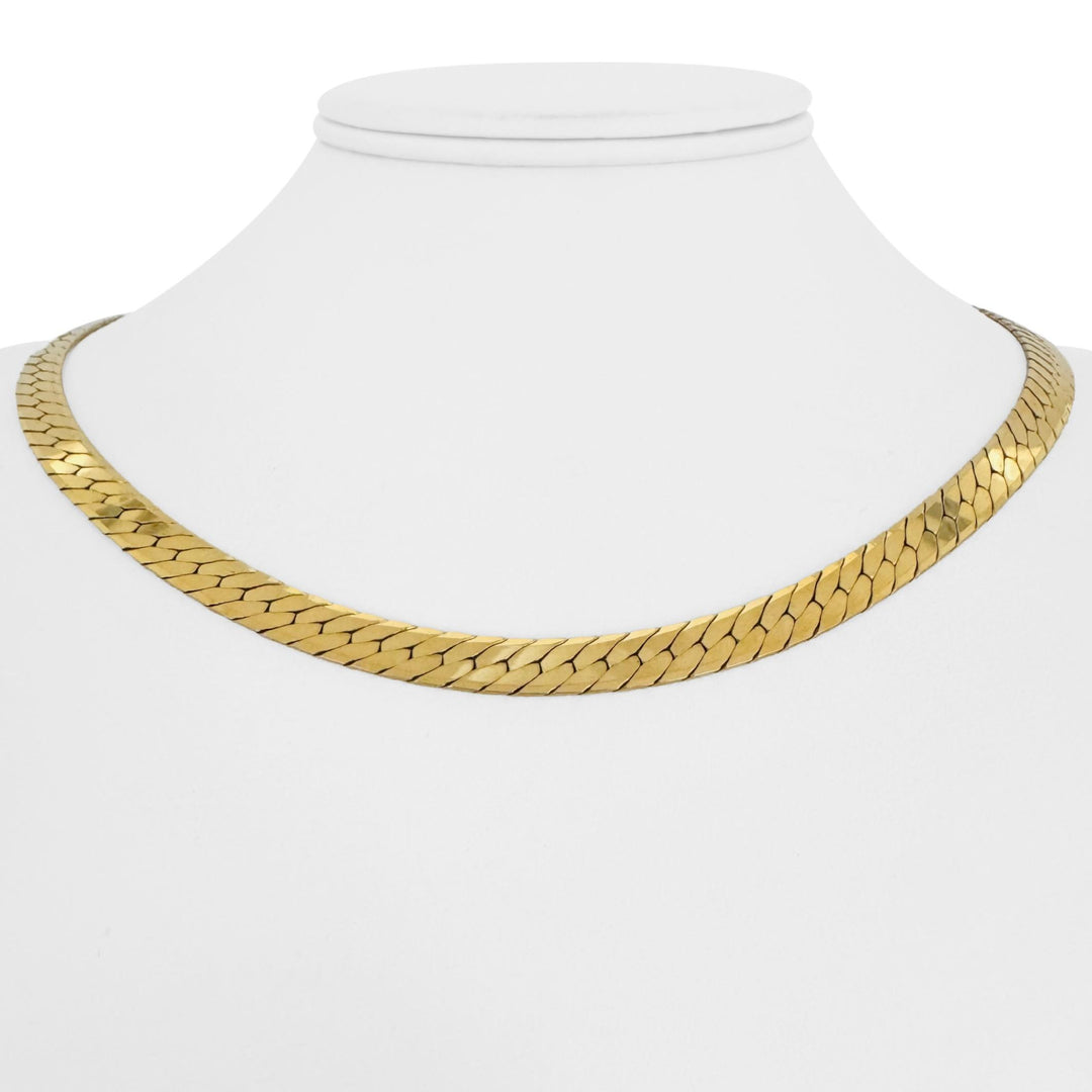 14k Yellow Gold 28.3g Solid Thick 6mm Herringbone Link Necklace 18"