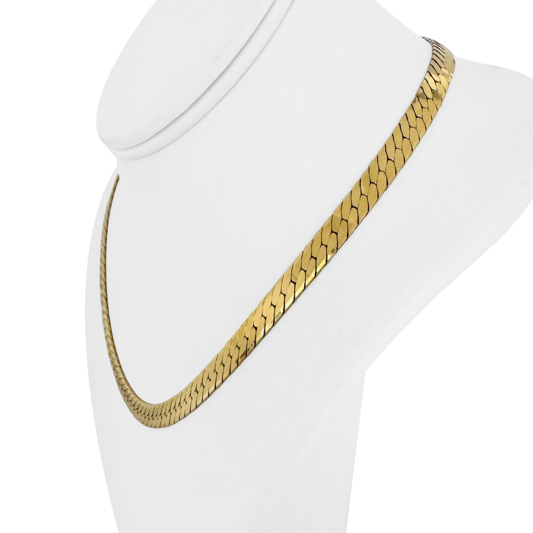 14k Yellow Gold 28.3g Solid Thick 6mm Herringbone Link Necklace 18"