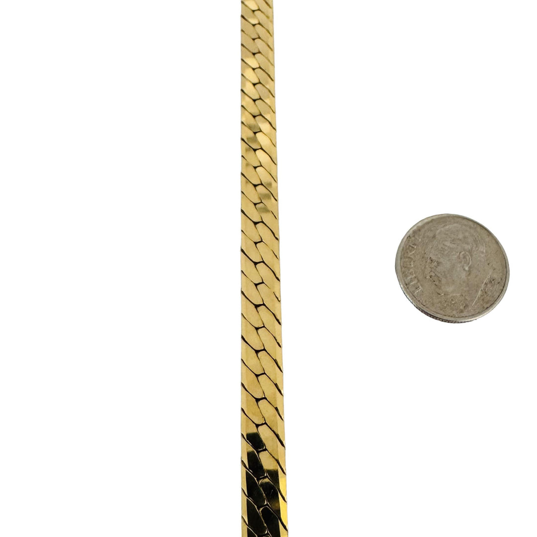 14k Yellow Gold 28.3g Solid Thick 6mm Herringbone Link Necklace 18"