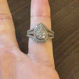10k White Gold and 1.5cttw Diamond Pear Shape Halo Ring Size 8.5