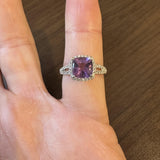 14k White Gold Amethyst and 0.38cttw Diamond Halo Ring Size 7.75