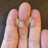 14k Rose Gold and 0.25cttw Diamond Crossover Huggie Earrings