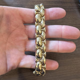 14k Yellow Gold 43.7g Polished Thick 16mm Puffed Fancy Link Bracelet Italy 7.5"