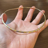 14k Yellow and White Gold 27.5g Solid Two Tone 4mm Omega Link Necklace Italy 16"