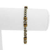 14k White and Yellow Gold Bezel Set Diamond Station Fancy Link Bracelet 7"