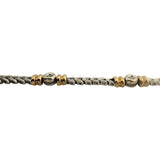 14k White and Yellow Gold Bezel Set Diamond Station Fancy Link Bracelet 7"