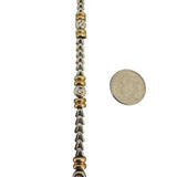 14k White and Yellow Gold Bezel Set Diamond Station Fancy Link Bracelet 7"