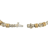 14k White and Yellow Gold Bezel Set Diamond Station Fancy Link Bracelet 7"